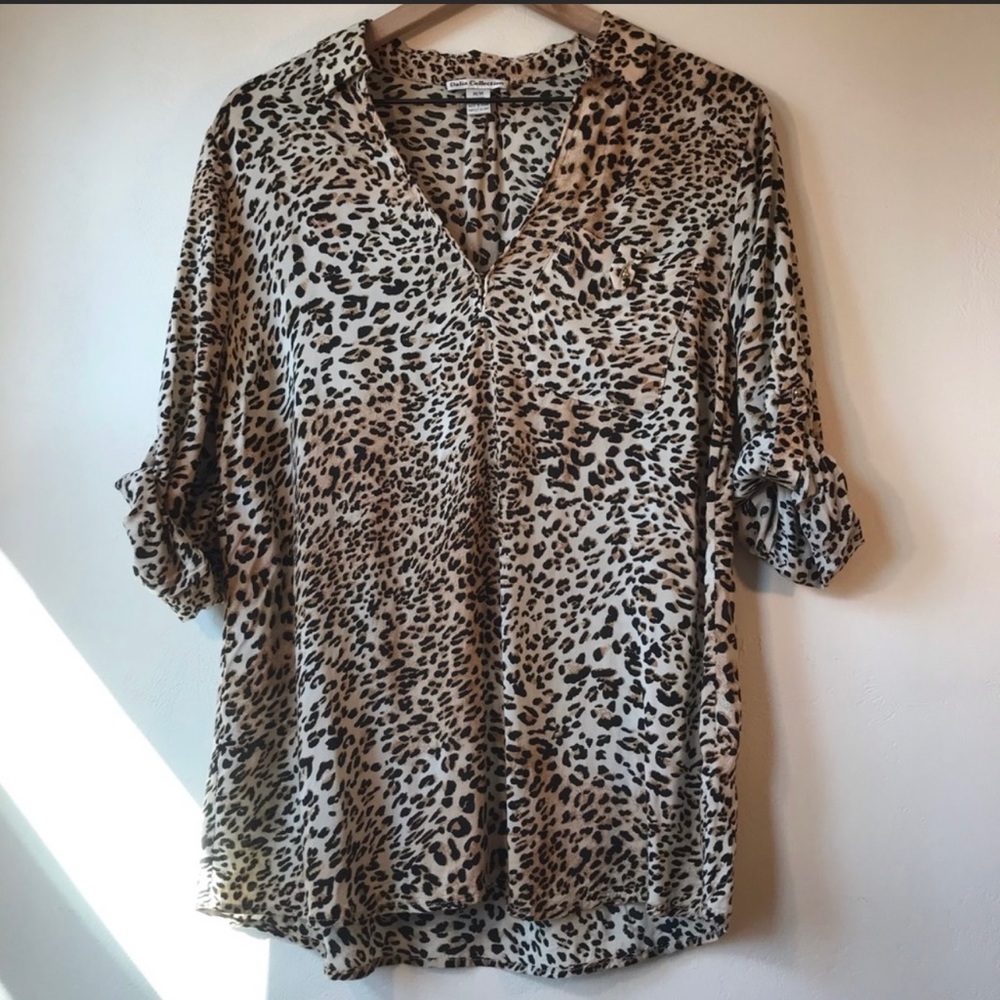 Dalia Collection Leopard Print Blouse, 3/4 Sleeves